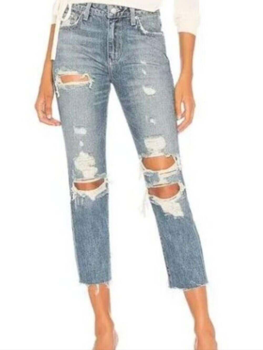 LOVERS + FRIENDS Harper Tapered  DISTRESSED JEANS 28